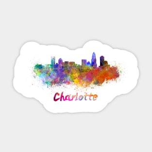 Charlotte skyline in watercolor Sticker